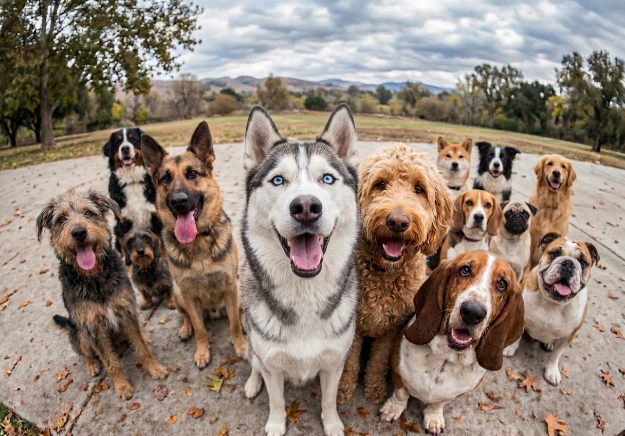Arik with his dogs