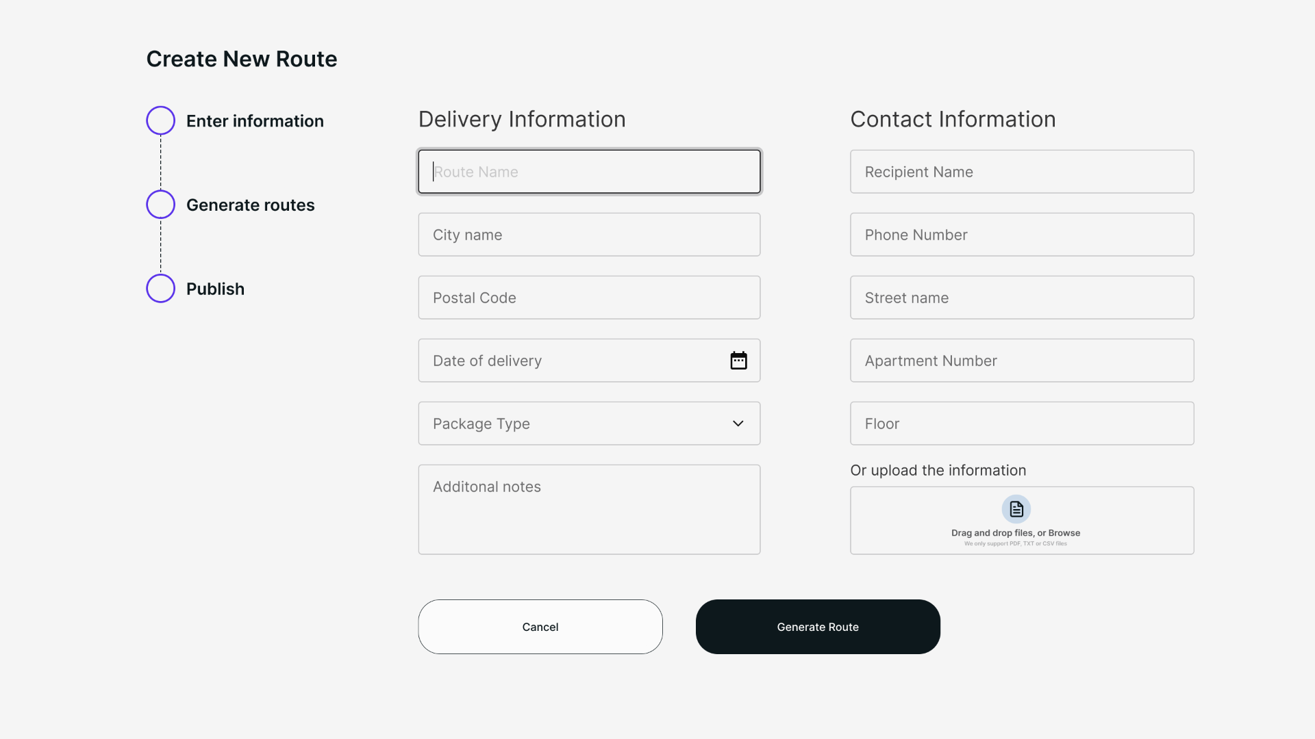 01 · Enter delivery info